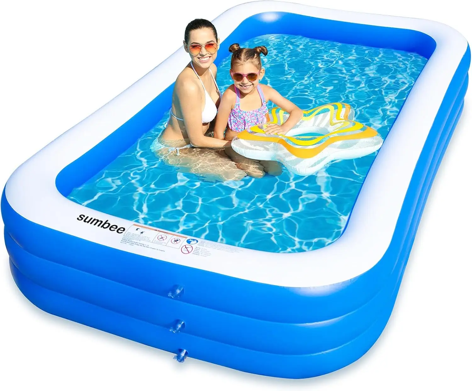 

Large Inflatable Swimming Pool for Family, 120x72x22 Inch Blow Up Pool for Adults Kids, Rectangle Outdoor Pool, Blue