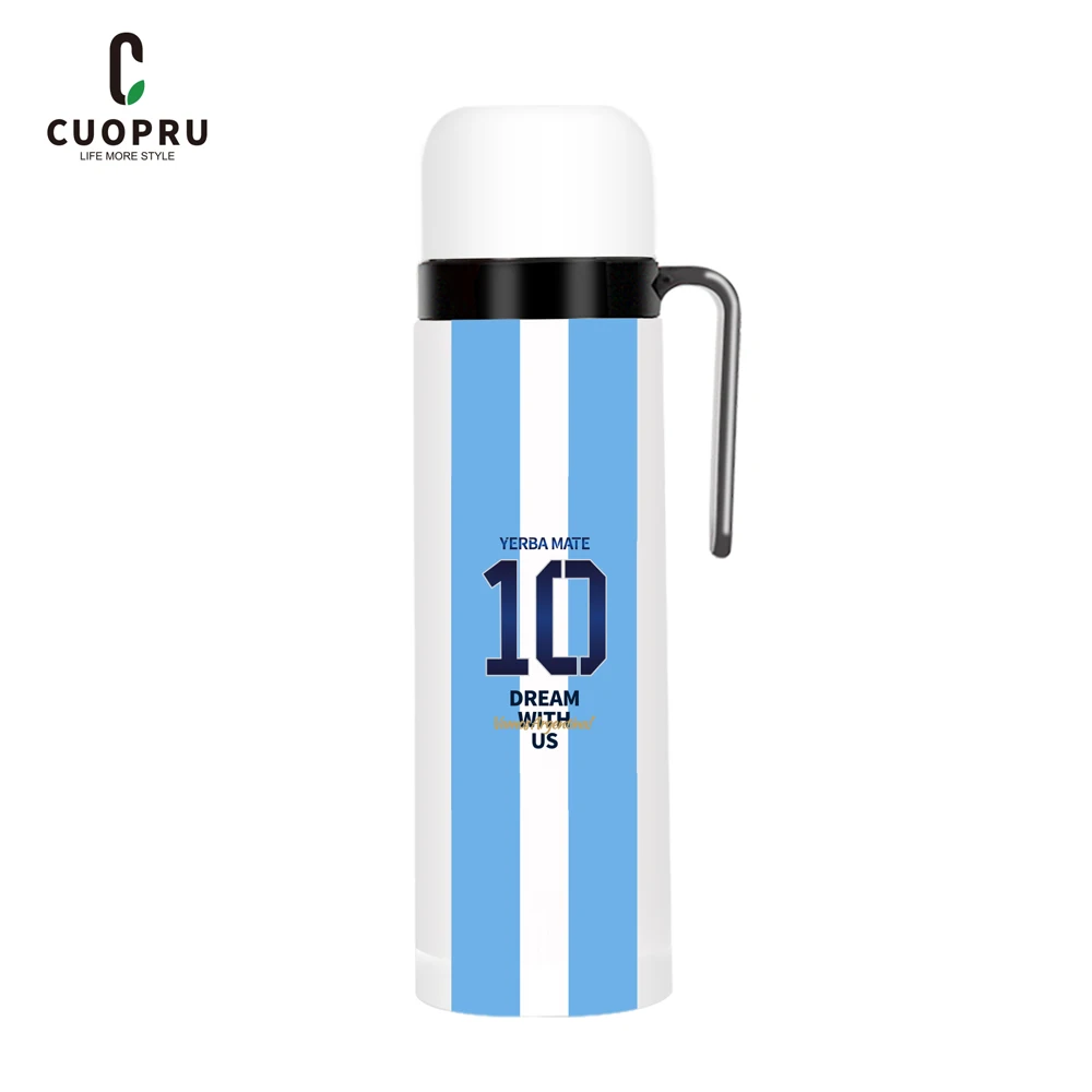 Double Wall Stainless Steel Vacuum Insulated Bottle for Yerba Mate, Coffee, 32oz, BPA Free, Argentina Soccer Captain NO.10