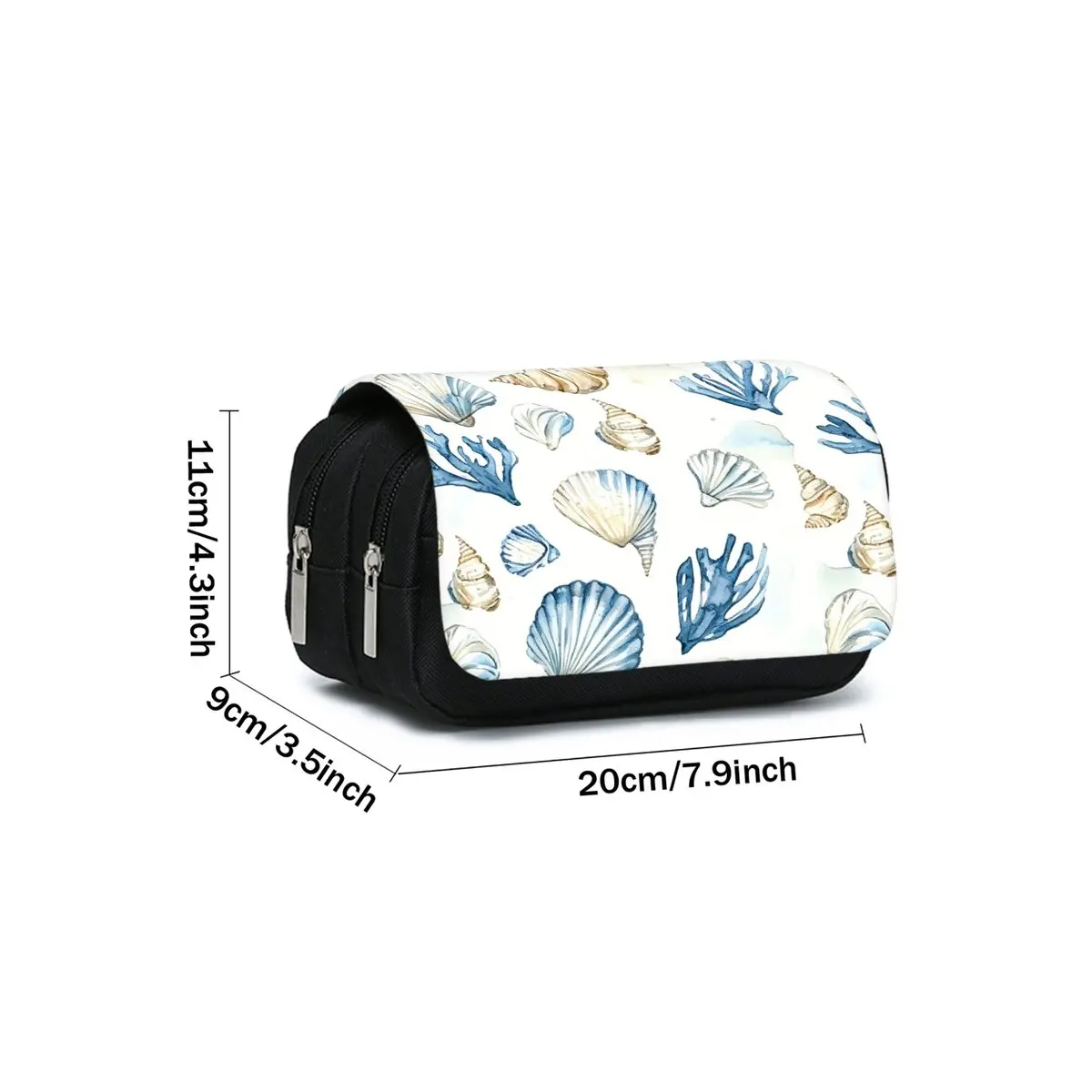 Shell Print Double Layered Flip Pen Case for Boy/Girls Best Gifts 2D Cartoon School Supplies Pencil Case for Children