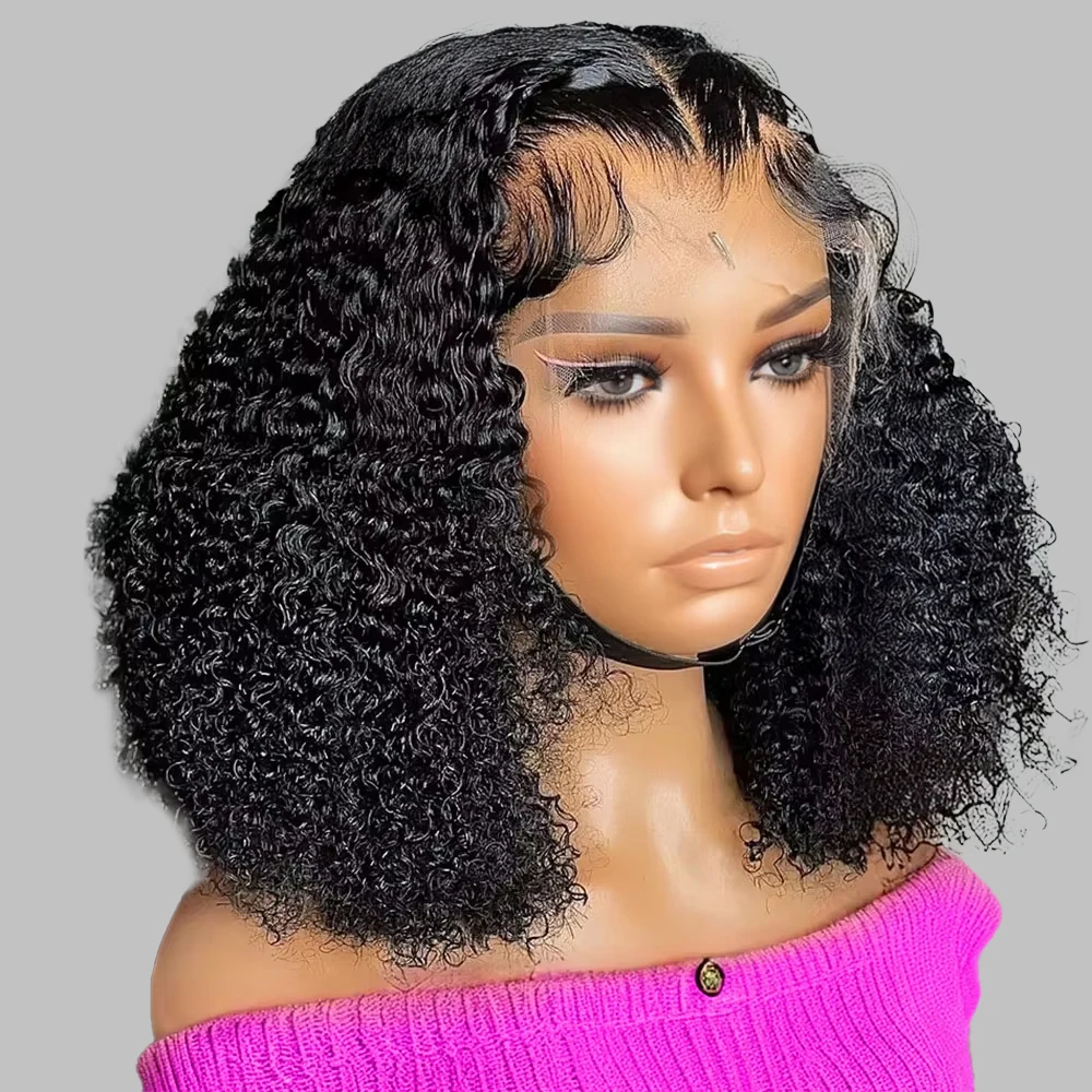 150% densité vague profonde pré coupé dentelle sans colle perruques cheveux humains vague d'eau bouclés Bob perruques brésilien court Bob 13x4 dentelle fermeture perruque