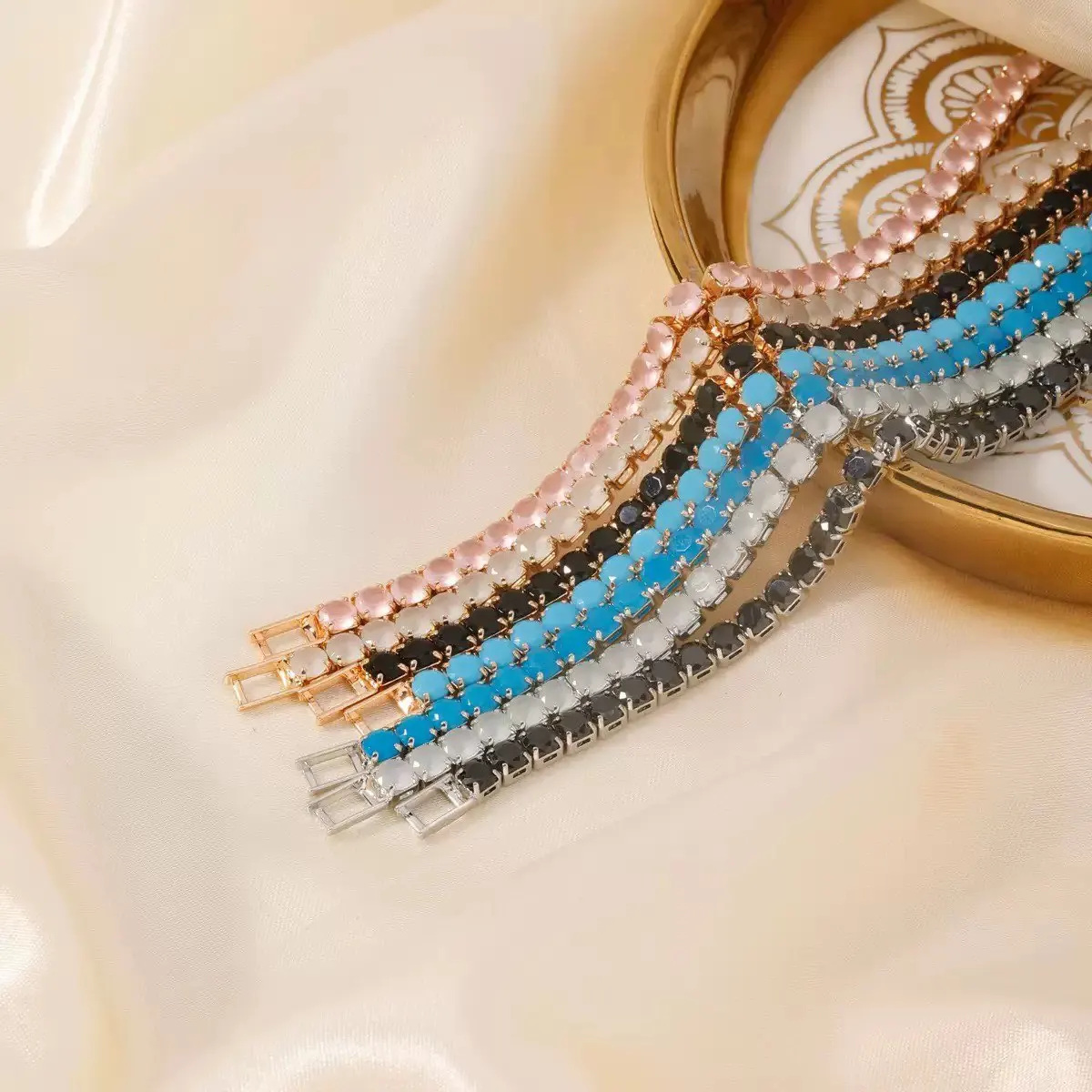 MxGxFam ( 19 cm 17 cm x 4 mm ) Promotion Gold Plated 18 k Multiple Colors Powder Zirconia Bracelet For Women Fashion Jewelry