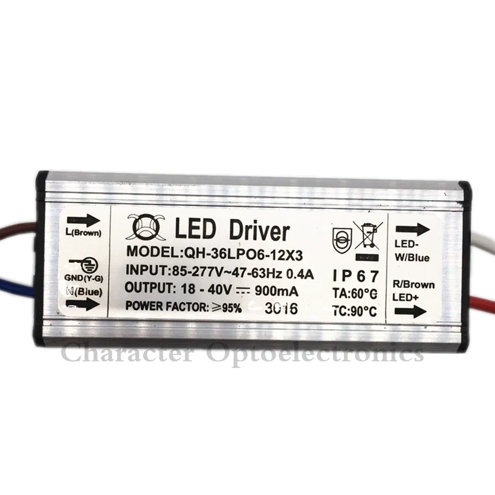 5pcs/lot 6-12x3W DC18-40V 900mA 220V LED Driver 18w 30w 36w Power Supply IP67 Waterproof Constant Current Driver For FloodLight