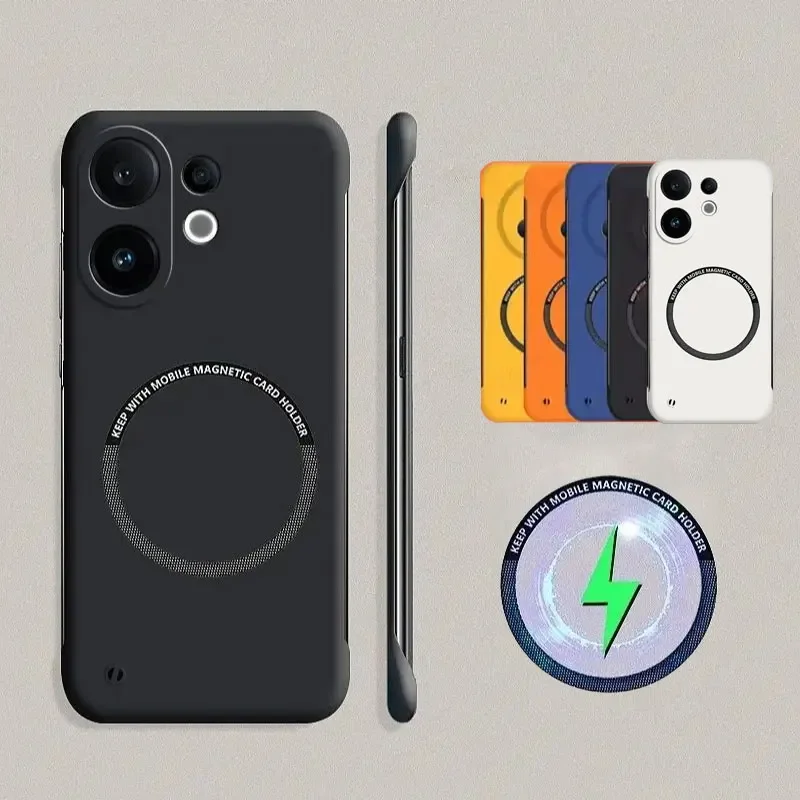 Ultra-thin Frameless Magnetic Phone Case for VIVO X200 FE Magsafe Matte Hard Wireless Charging Back Cover for VIVO S30Pro Mini