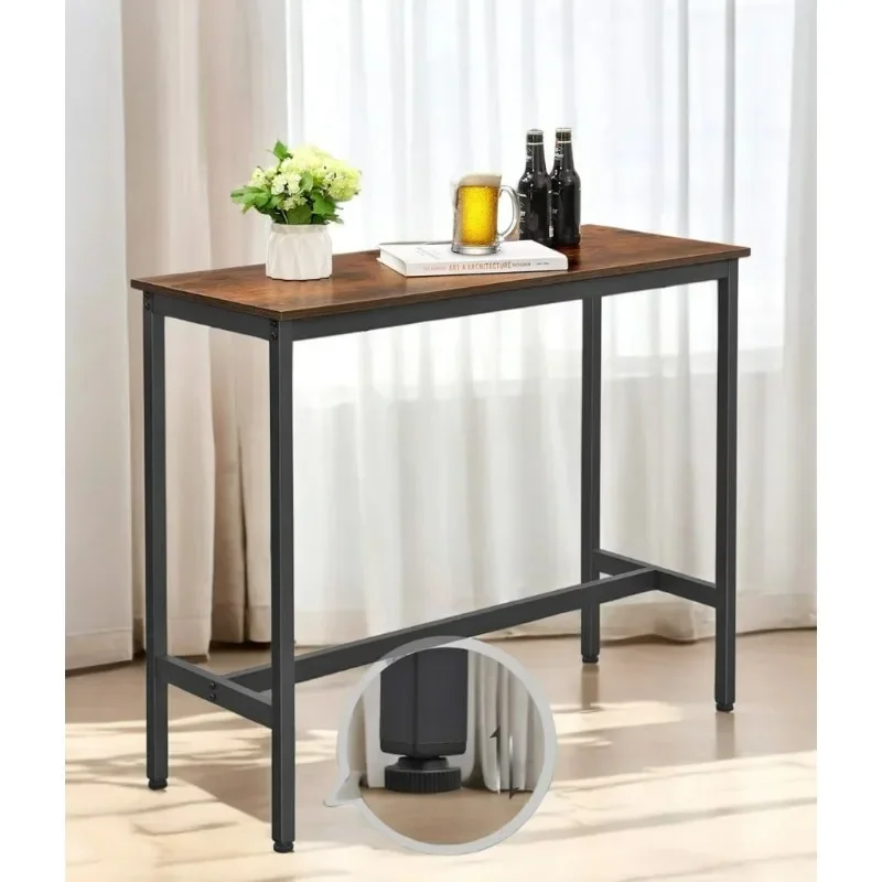 

Industrial Narrow Bar Table, 15.7" x 39.4" x 35.4", Rustic Brown & Ink Black,High Pub Table