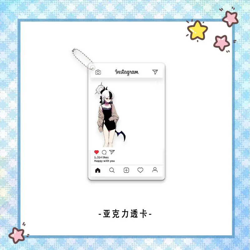 أنيمي الأزرق الأرشيف Onikata Kayoko تأثيري الاكريليك حامل نموذج سطح المكتب الحلي بطاقة صغيرة المفاتيح قلادة بطاقة شفافة