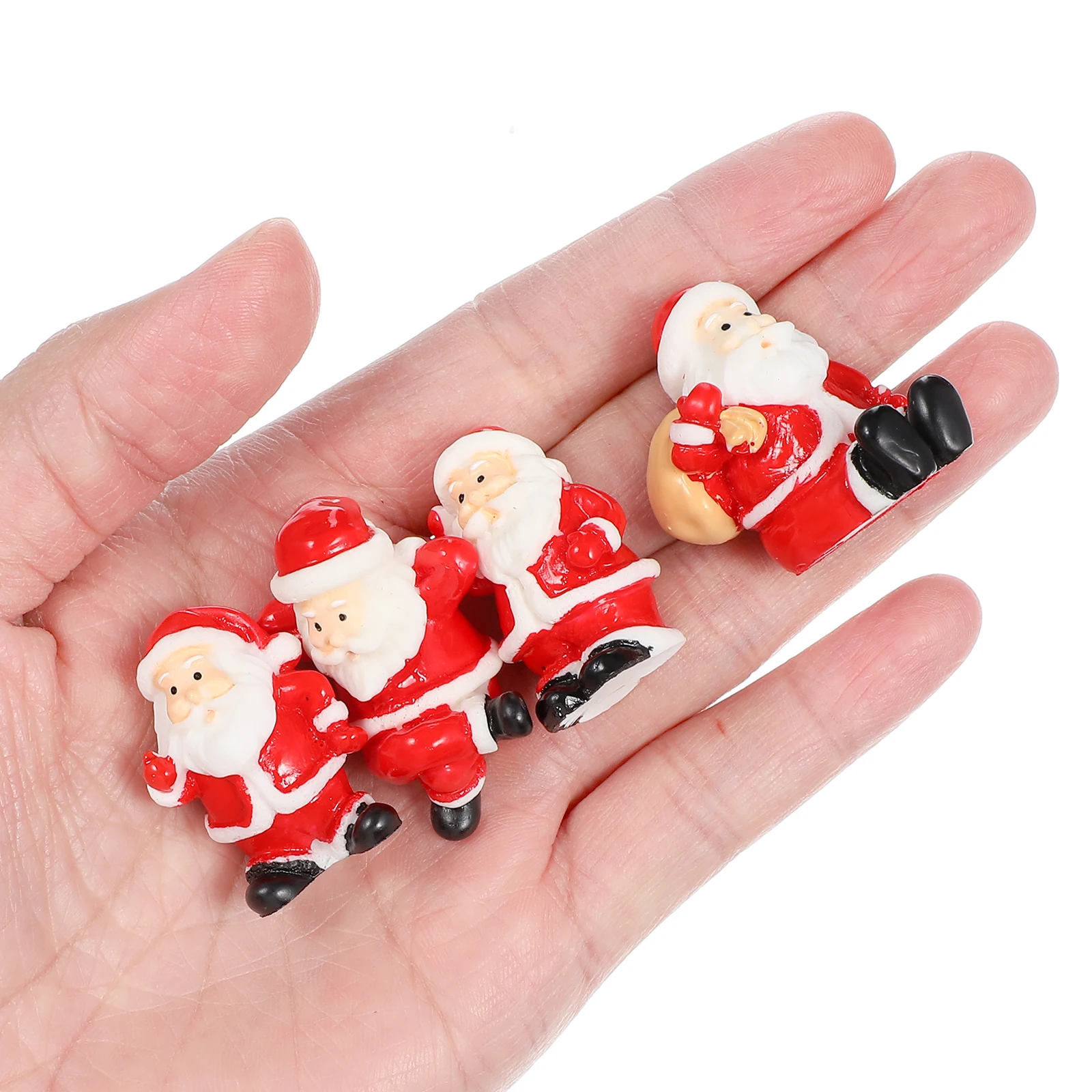 

12pcs Christmas Resin Miniatures Santa Claus Ornament Bright Color Micro Decorations for Miniature Garden Xmas Crafts Adornment