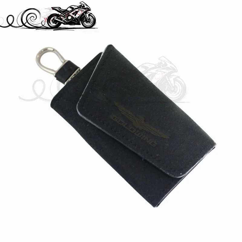Para Honda GoldWing 1800 GL1800 Gold Wing GL1500 llavero de cuero de gamuza funda protectora para llave automática con llavero con gancho de Metal