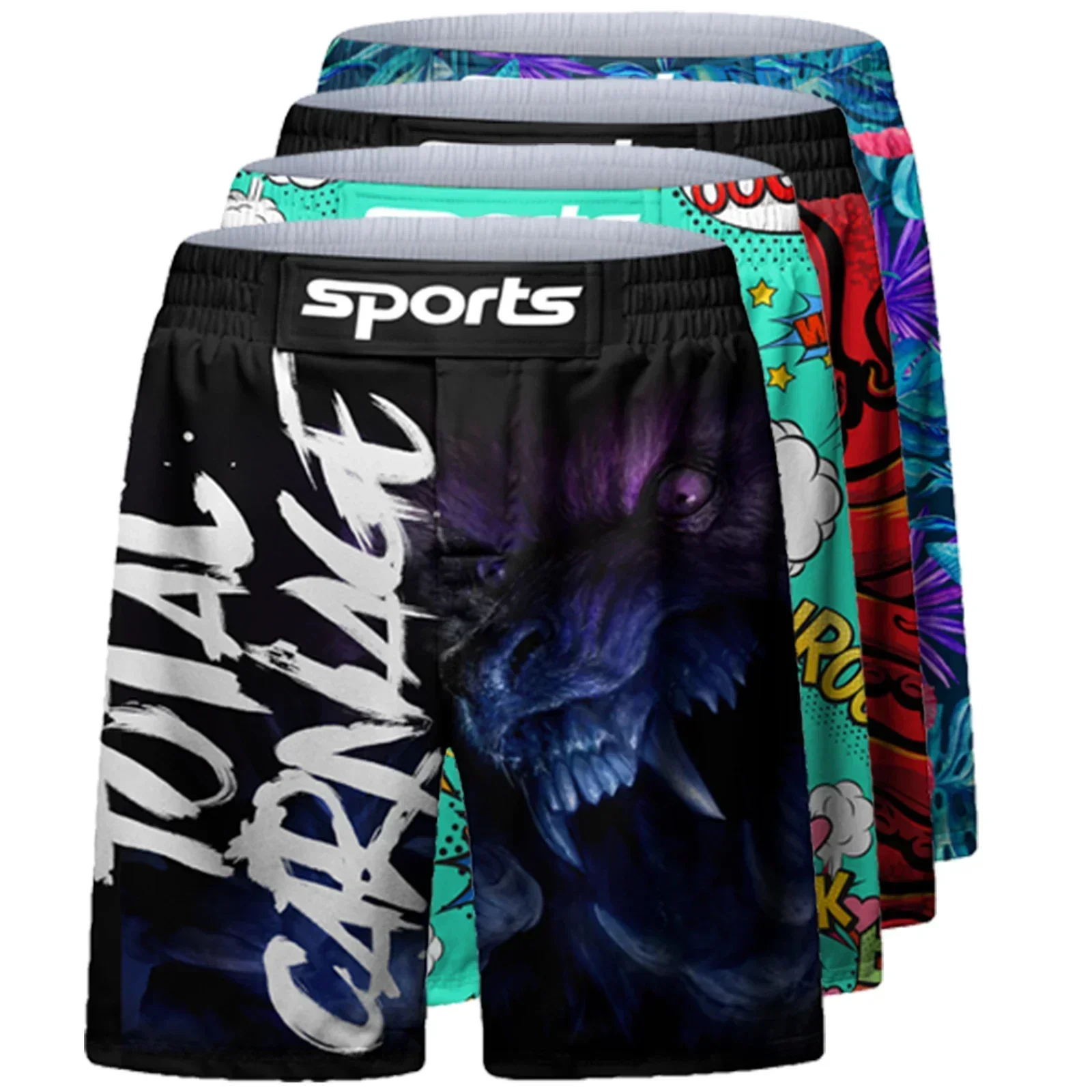 Men's Gym Shorts MMA Muay Thai Short Pants Quick Dry Swimming Beach Sport Trunks Training Fitness Workout Running Boxing Shorts