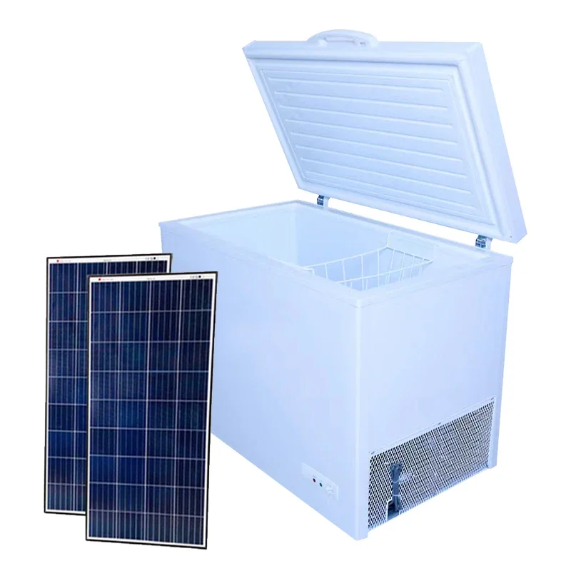 12v24V 200L 300L 400L 500L solar freezer, DC refrigerated refrigerator double door bottom freezer