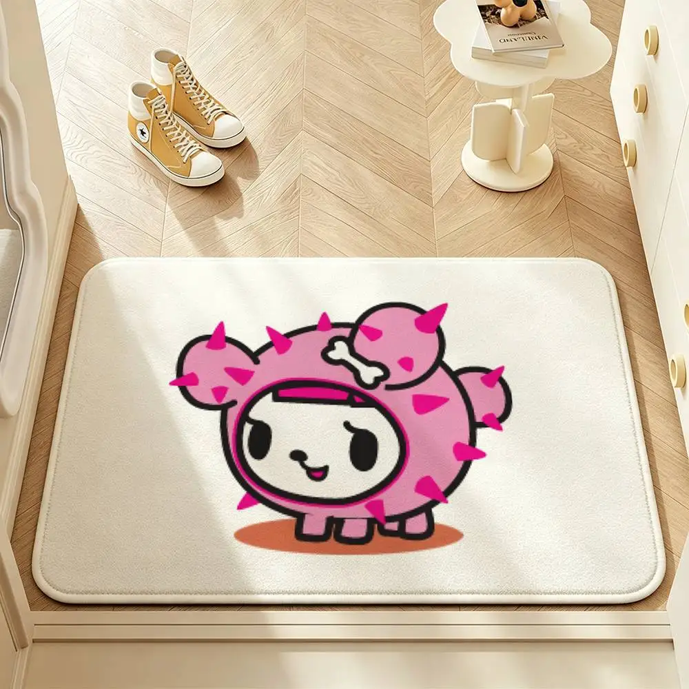Cute C-Cactus Friends PupS Cartoon T-TokidokiS Short Plush Anti-Slip Door Mat Soft Floor Mat for Home Entrance