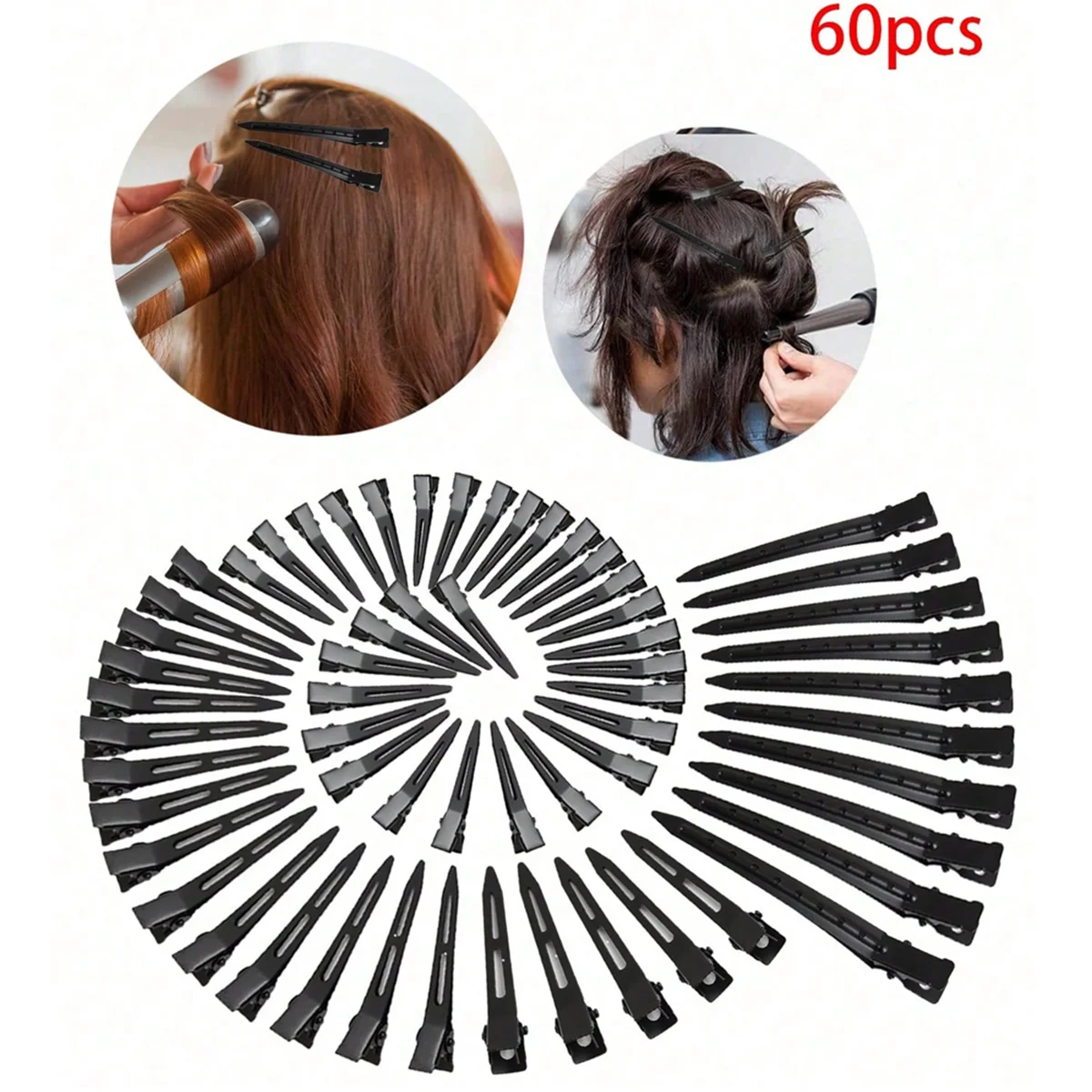 60-delige metalen eendenbek haarclips krullend haar stylingtools konijnenbont wortel kapsalon haar knippen stylingtools