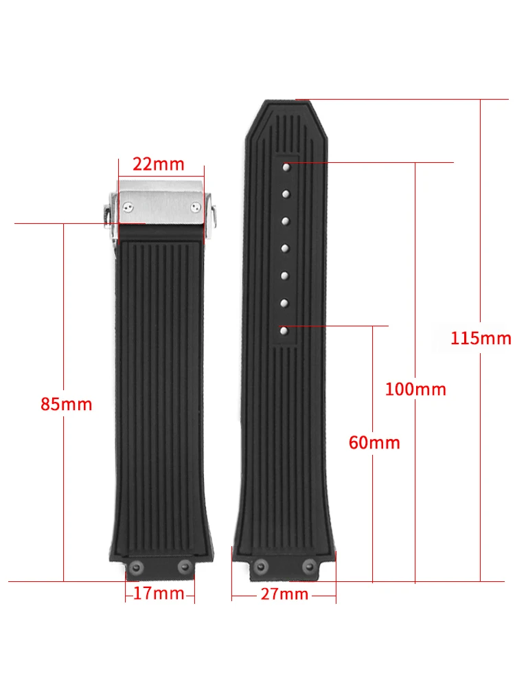 Men Waterproof Sweat-Proof Rubber Silicone Watch Strap for HUBLOT Yubo Big Bang Classic Fusion Sports Tattoo Watchbands 27 X17mm