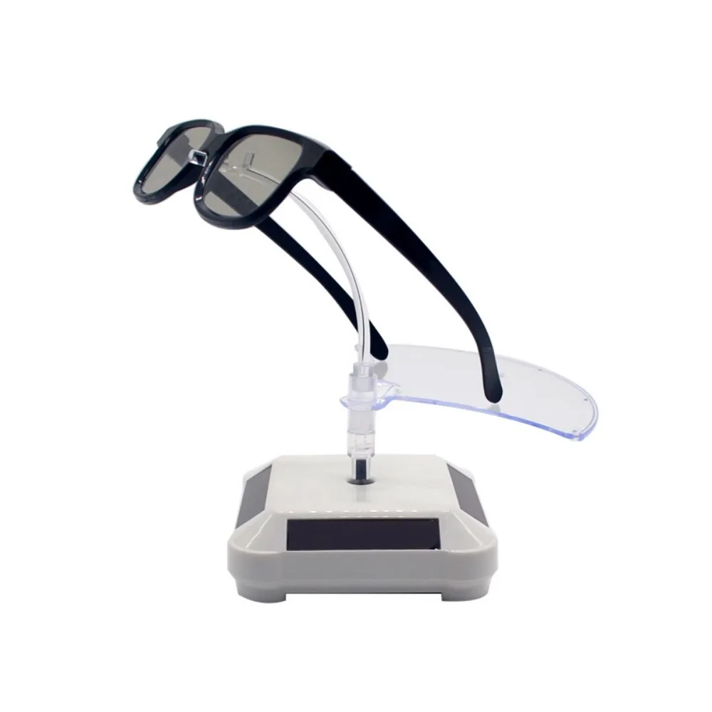 

Solar Powered Glasses Rotating Display Stand Holder 360 Turntable Curve Presentation Showcase Colorful LED lights ﻿tray