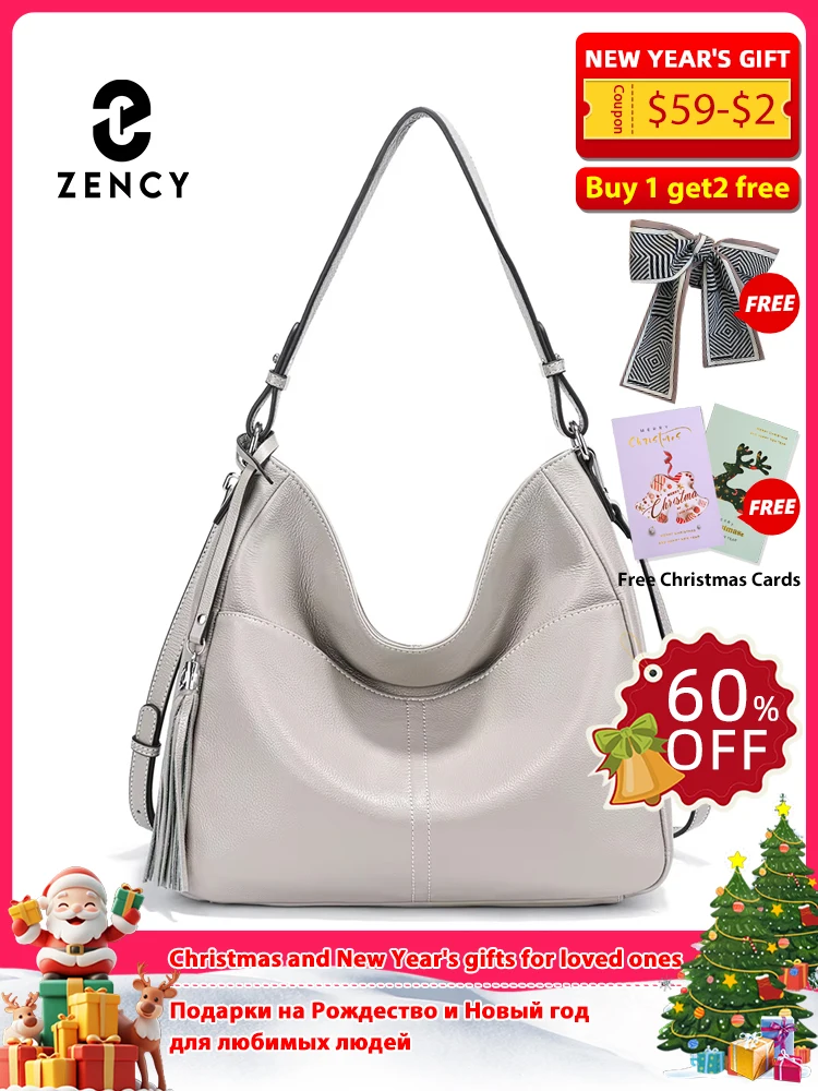 

Zency Taro Pink Beige Women Handbag 100% Genuine Leather Soft Hobo Shoulder Crossbody Elegant Tassel Designer Underarm Bag 2025