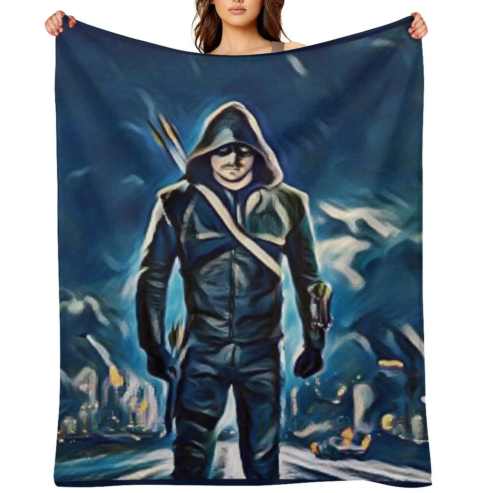 

OLIVER GREEN ARROW Throw Blanket Cute Personalized Gift Thermal Thin Blankets