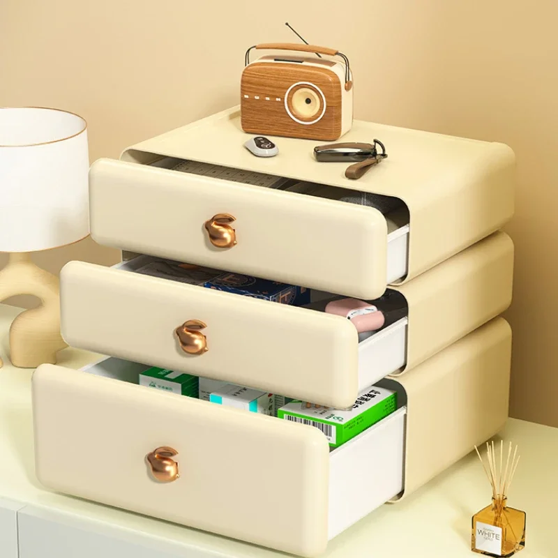 Multilayer Desktop Storage Box, Practical Bedside Cabinet, Cosmetic Storage Drawer, Home Organizer, Plastic and Decorative