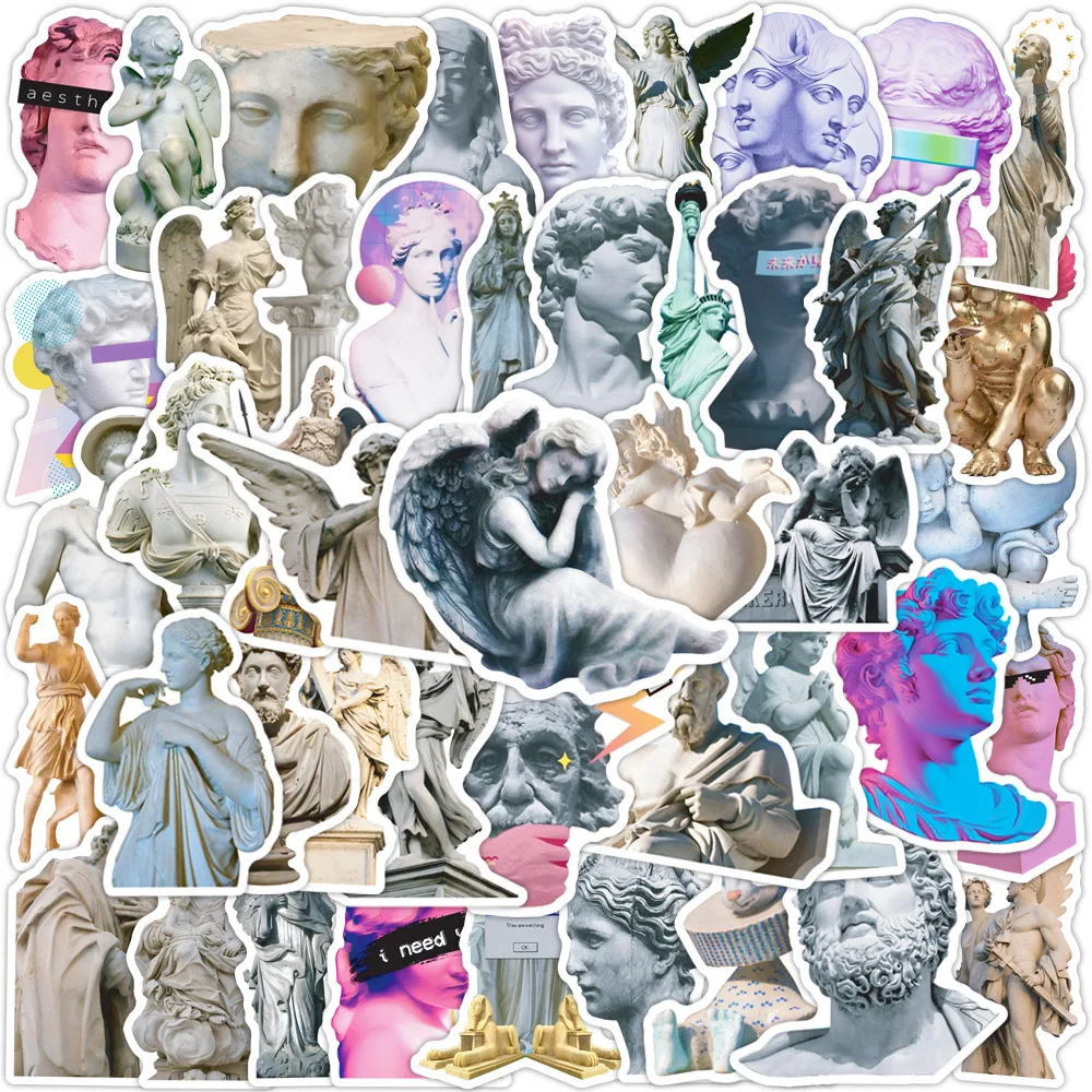 50Pcs Aesthetic Human Body Stone Sculpture Stickers Cool PVC Decals Gift Classic Toy DIY Suitcase Phone Laptop Fridge