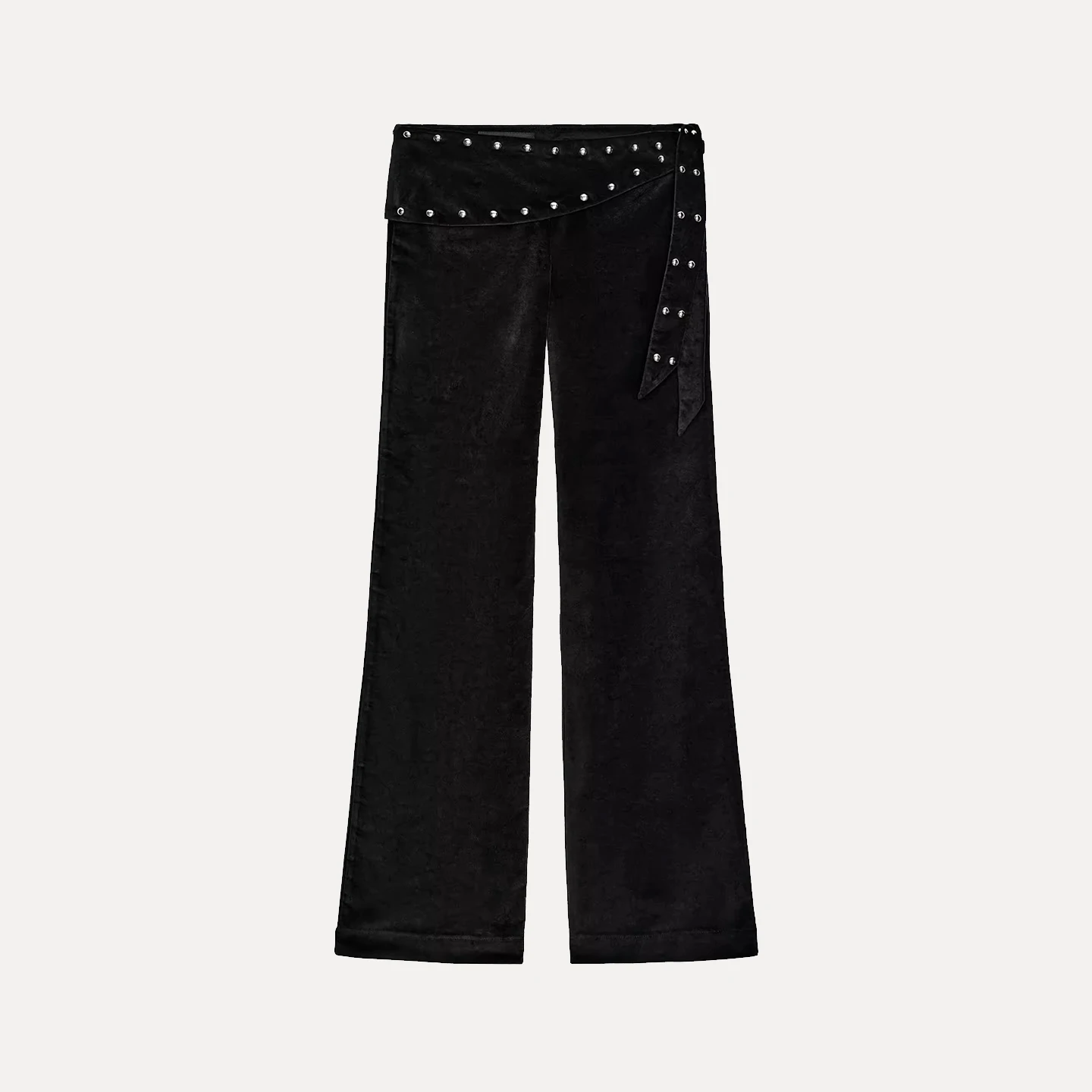 Z المرأة عالية الخصر جرس بوت السراويل Faionable Personali التفاف وشاح برشام تفصيل مجموعة الخريف #5