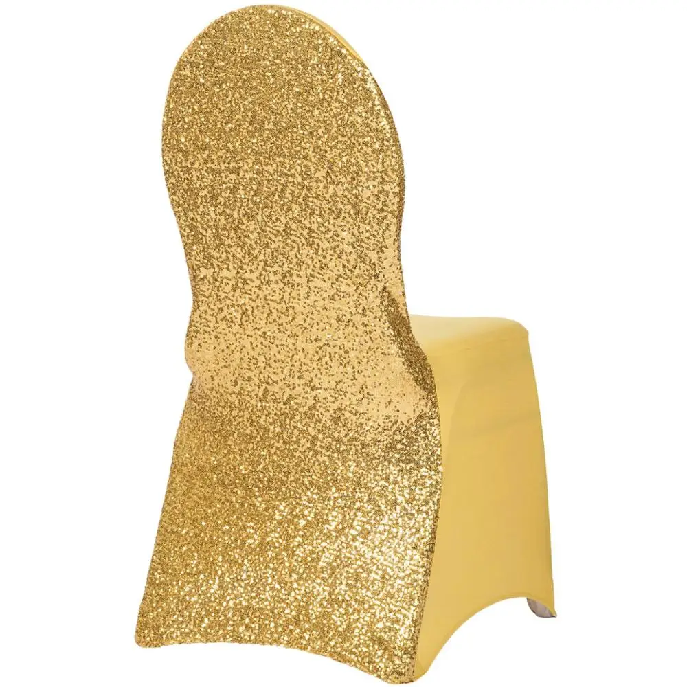 100PCS/Lot Sequins Gold Silver Shiny Chair covers spandex Party Weddings Banquet polyester chair cover Hotel Home Decoration