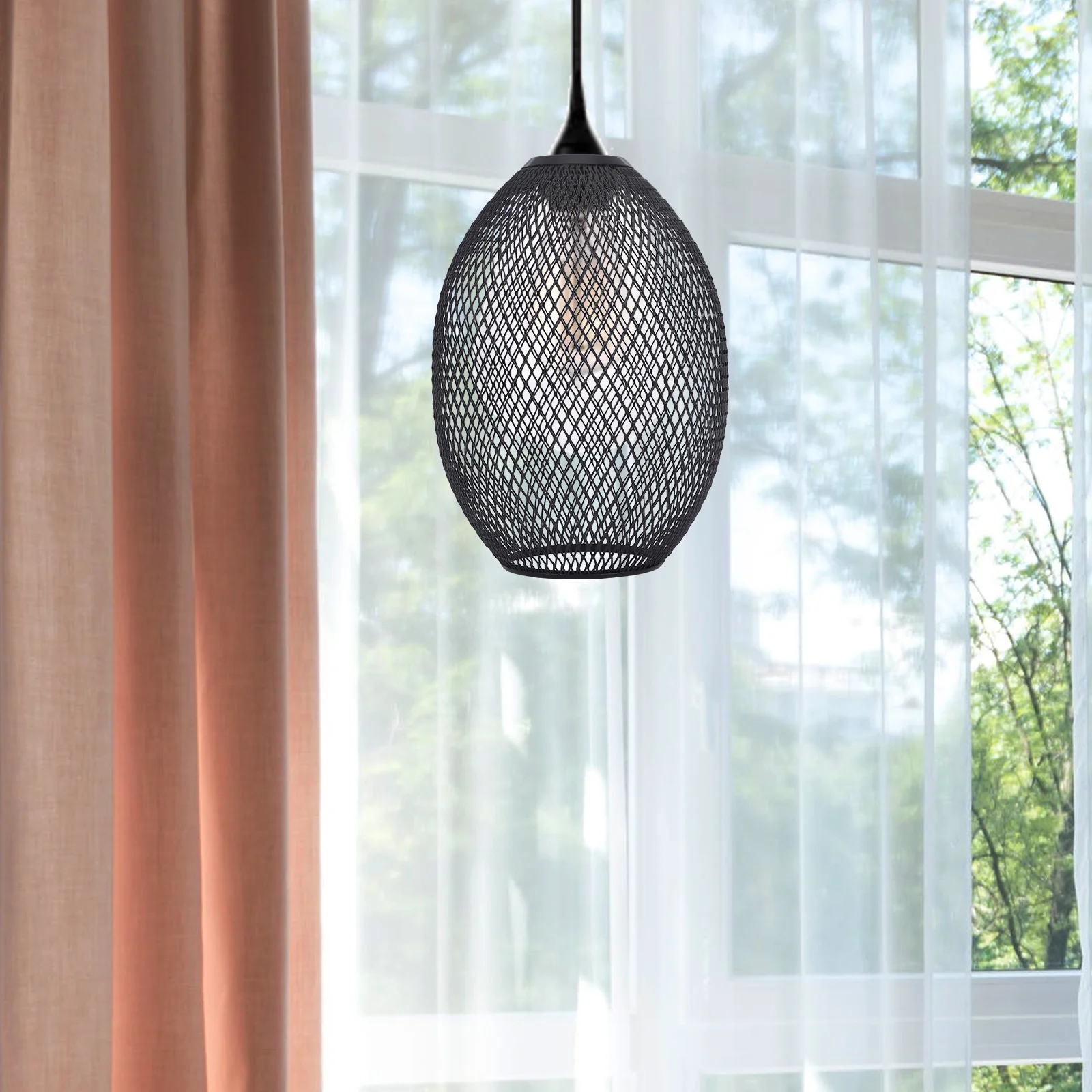 

Metallic Line Hanging Shades Lamp Shade Chandelier Iron Wire Lampshade Screen Pendant Light Decorative Cover For Home Bar Hotel