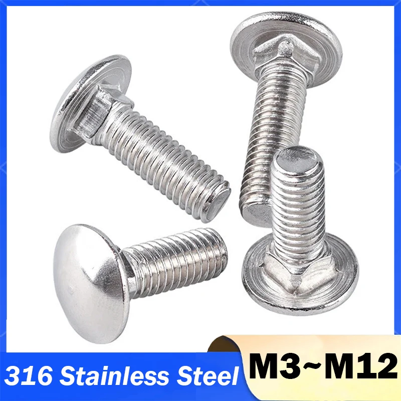 M3 M4 M5 M6 M8 M10 M12 316 الفولاذ المقاوم للصدأ الجمالون جولة رئيس ساحة الرقبة النقل المسمار مدرب الترباس #1