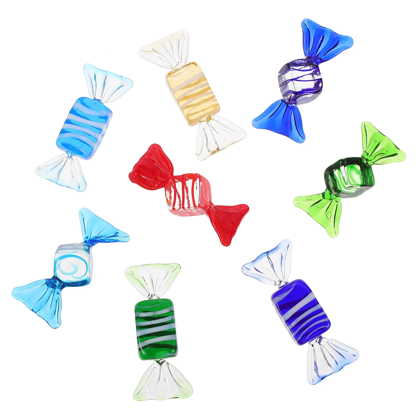 

8Pcs Colorful Glass Candy Crafts Ornament Creative Home Decoration Desktop Stylish Candy Adorn Glass Crafts Decoration
