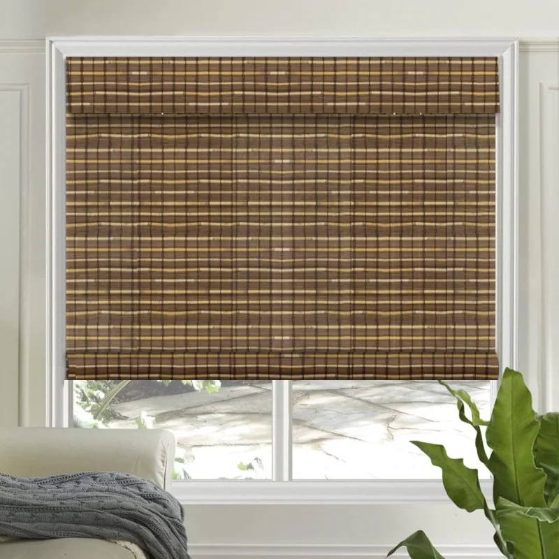 Chinese Fashion Style Heat Insulation Manual Cordless Bamboo Blinds for Outdoor