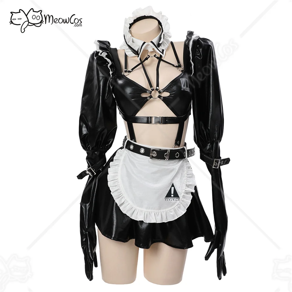 

Женский Готический комплект нижнего белья Meowcos, черное сексуальное боди с мини-юбкой и чулками, костюмы для косплея