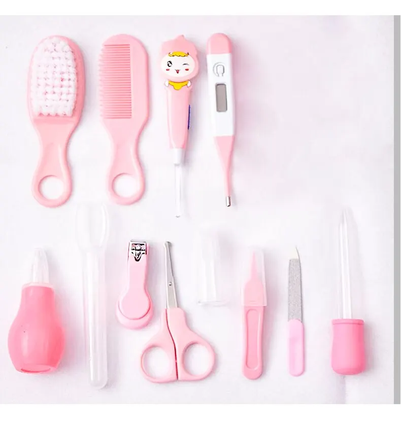 12 PCs Baby Care Kit Kids Hair Nail Healthcare Thermometer Grooming Brush Kit Clipper Scissors Kid Toiletries