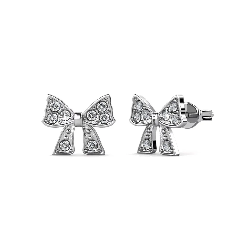 

Daisini Bowknot Pattern Stud Earrings Embellished with Swarovski Crystals for Women Girls Dating Engagement Jewelry