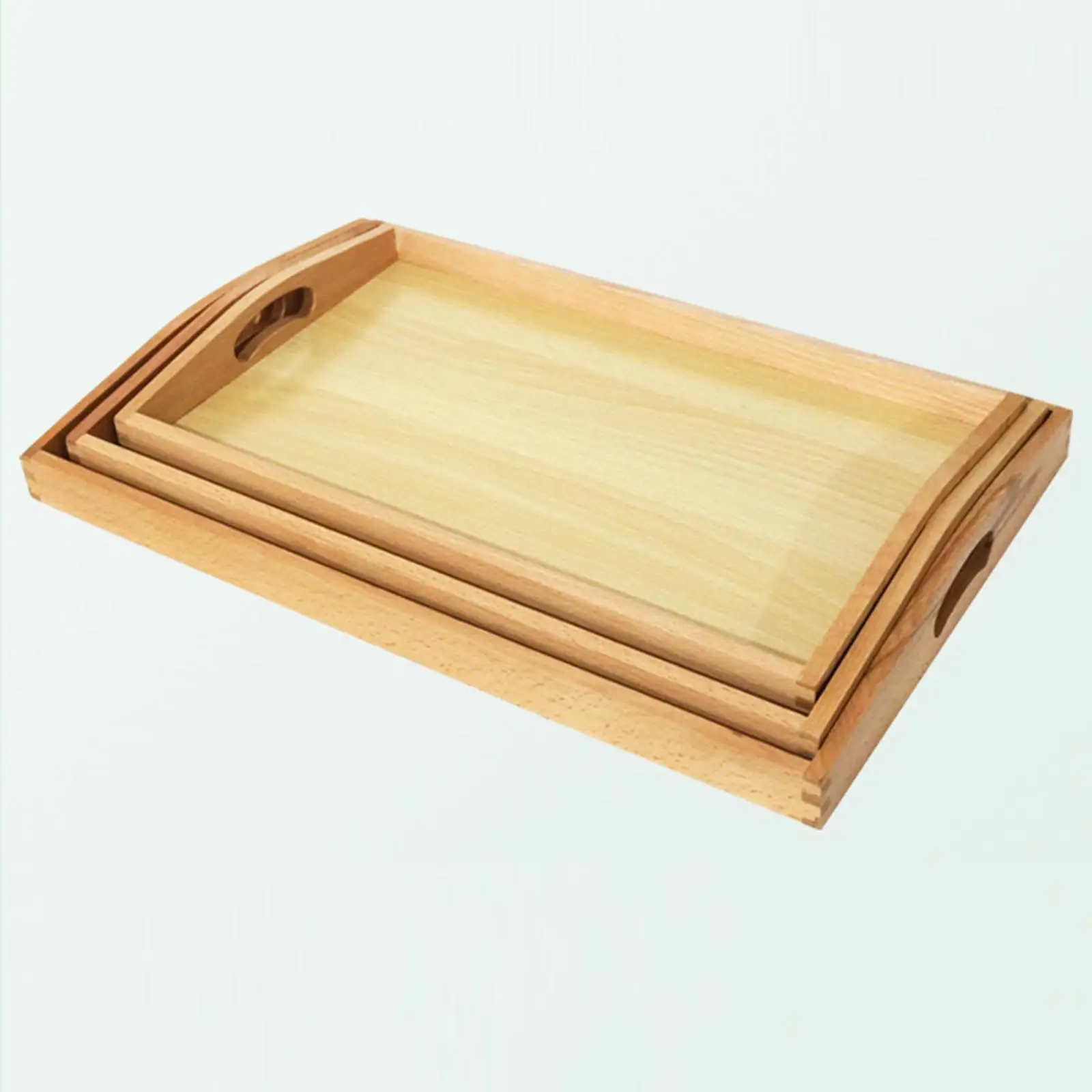 

3 Pieces Montessori Wooden Sorting Tray Early Learning Rectangular Receives