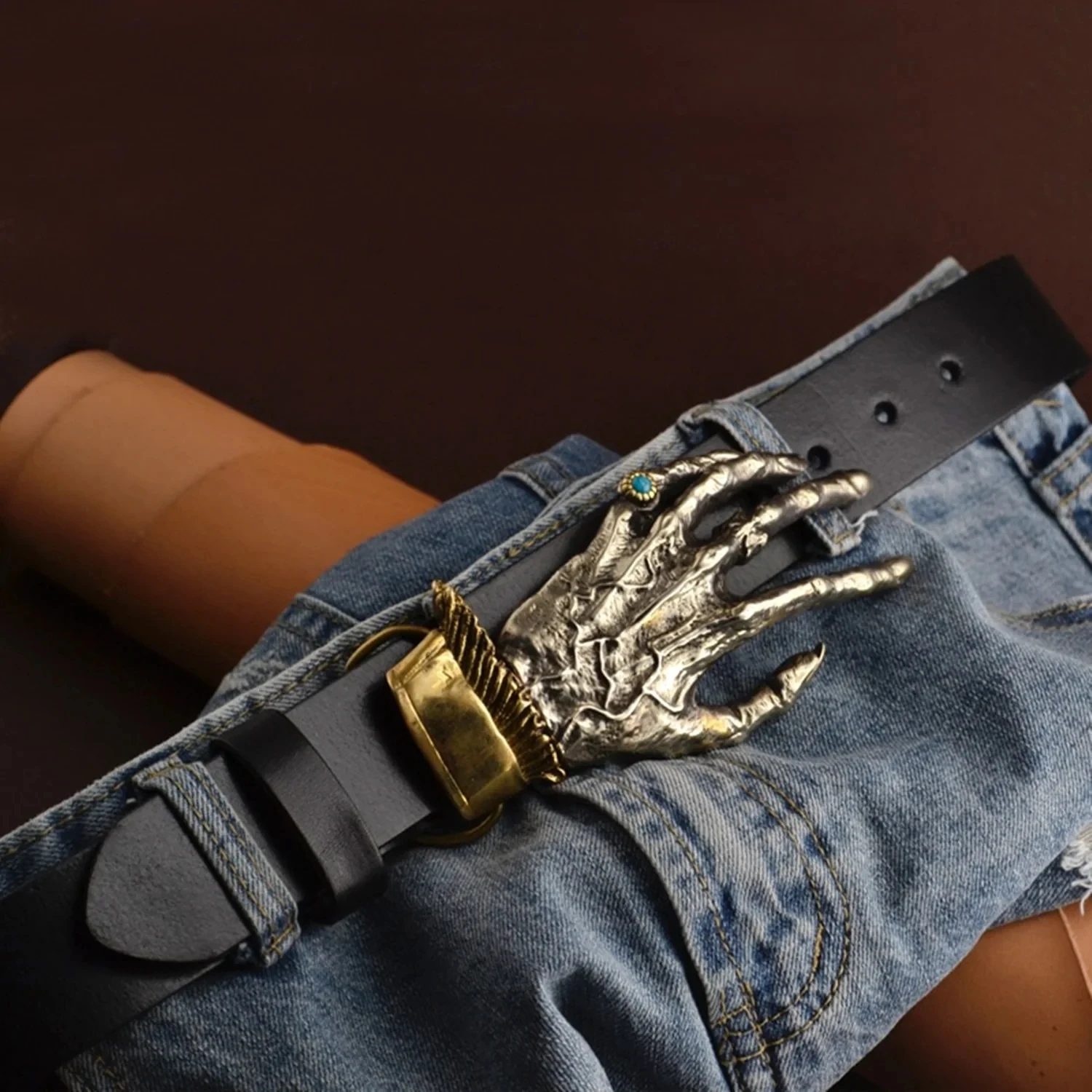 Ghost Skeleton Hand Copper Belt Buckle