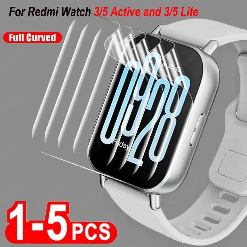 1-5PCS Hydrogel Film For Redmi Watch 3 5 Active Watch 4 3 Lite Protective Film Anti Scratch Screen Protector Redmi Watch 5Active