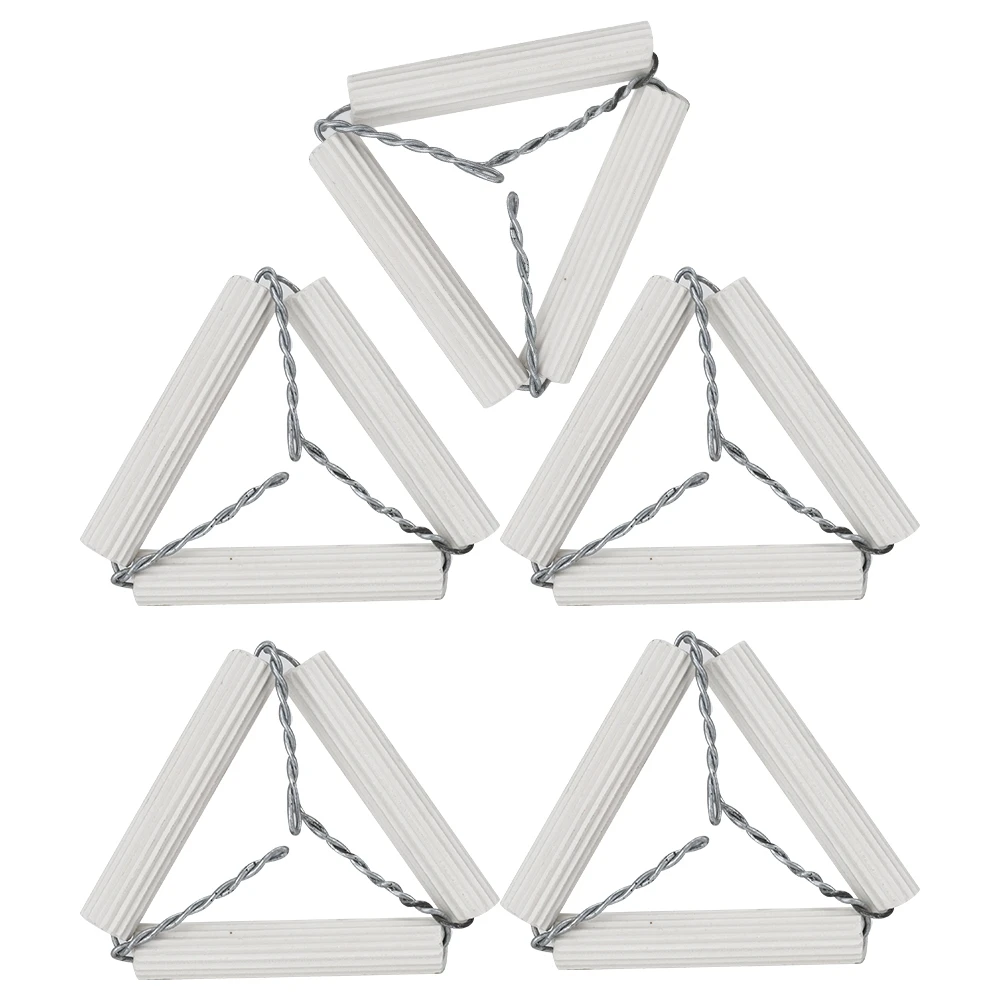 5pcs 55mm Lab Clay Triangle Crucible Holder Ceramic Pipes and Iron Wire for Chemical Experiment