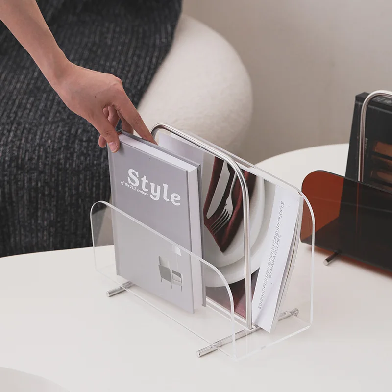 DSA Modern Minimalist Acrylic Book and Newspaper Shelf Ornament Model Room Sales Department Living Room Study Handle Magazine