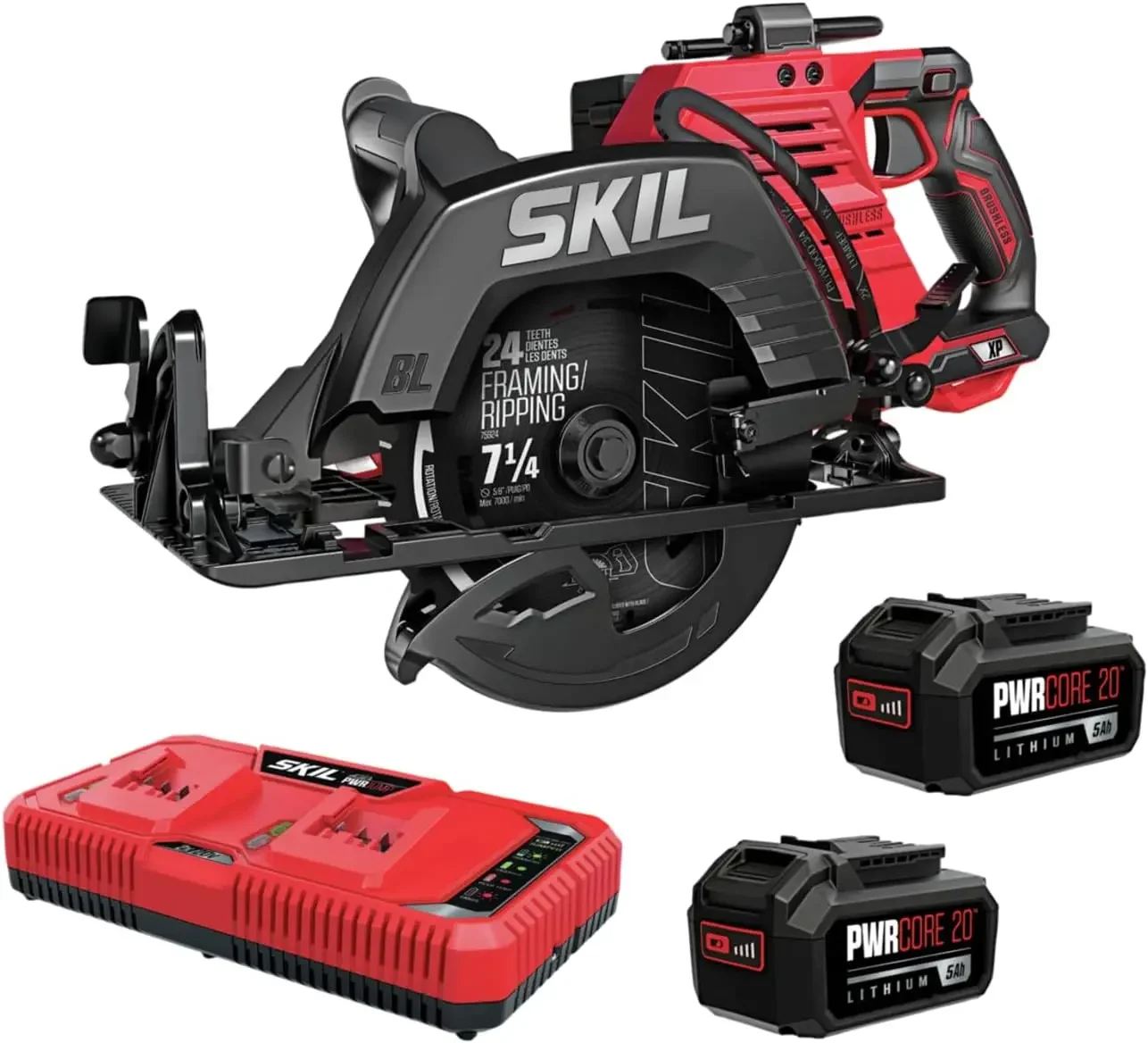 for SKIL-Kit sierra Circular con mango trasero, 2x20V, PWR CORE 20, sin escobillas, 7-1/4 \