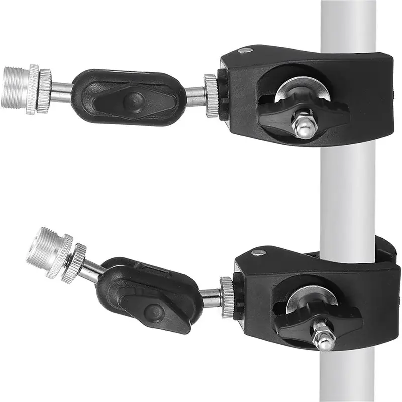 B03B-2X Mic Holder, Mic Crab Clamp Microphone Mount With Double Ball Head Microphone Holder For Mic-Stand Desktop Shelf Drum