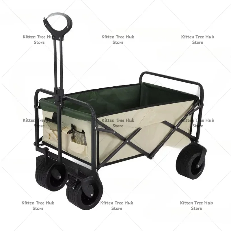 Portable Foldable Handcart  Cart Beach Large Capacity Multifunctional Adjustable Handle Picnic Handcart Storage
