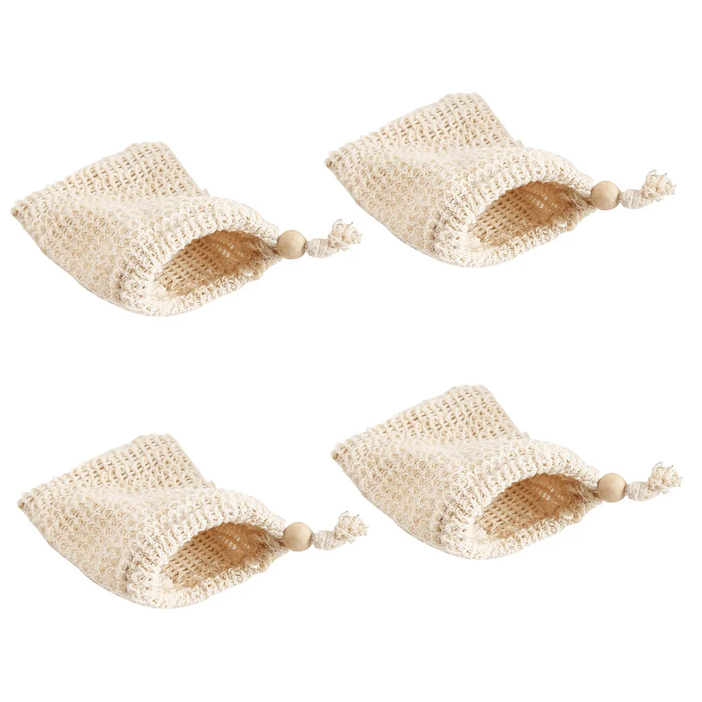 

4Pcs Drawstring Soap Net Pouches Exfoliating Mesh Bags for Travel Bathroom Relaxing Skin Cleansing Soap Pouch Exfoliating Mesh