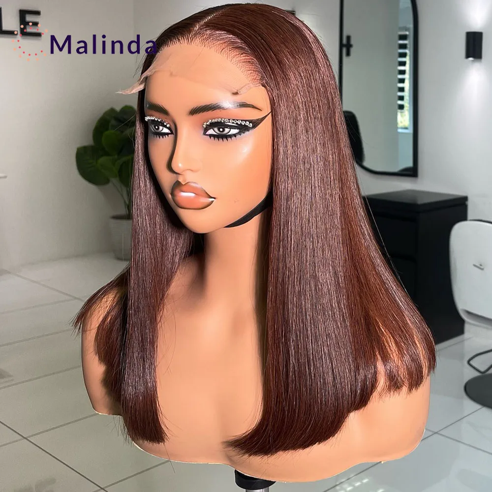 Honey Blonde Dark Brown Colored Glueless Wig Human Hair Preplucked Ready To Wear 9x6 Bone Straight Transparent Lace Closure Wig