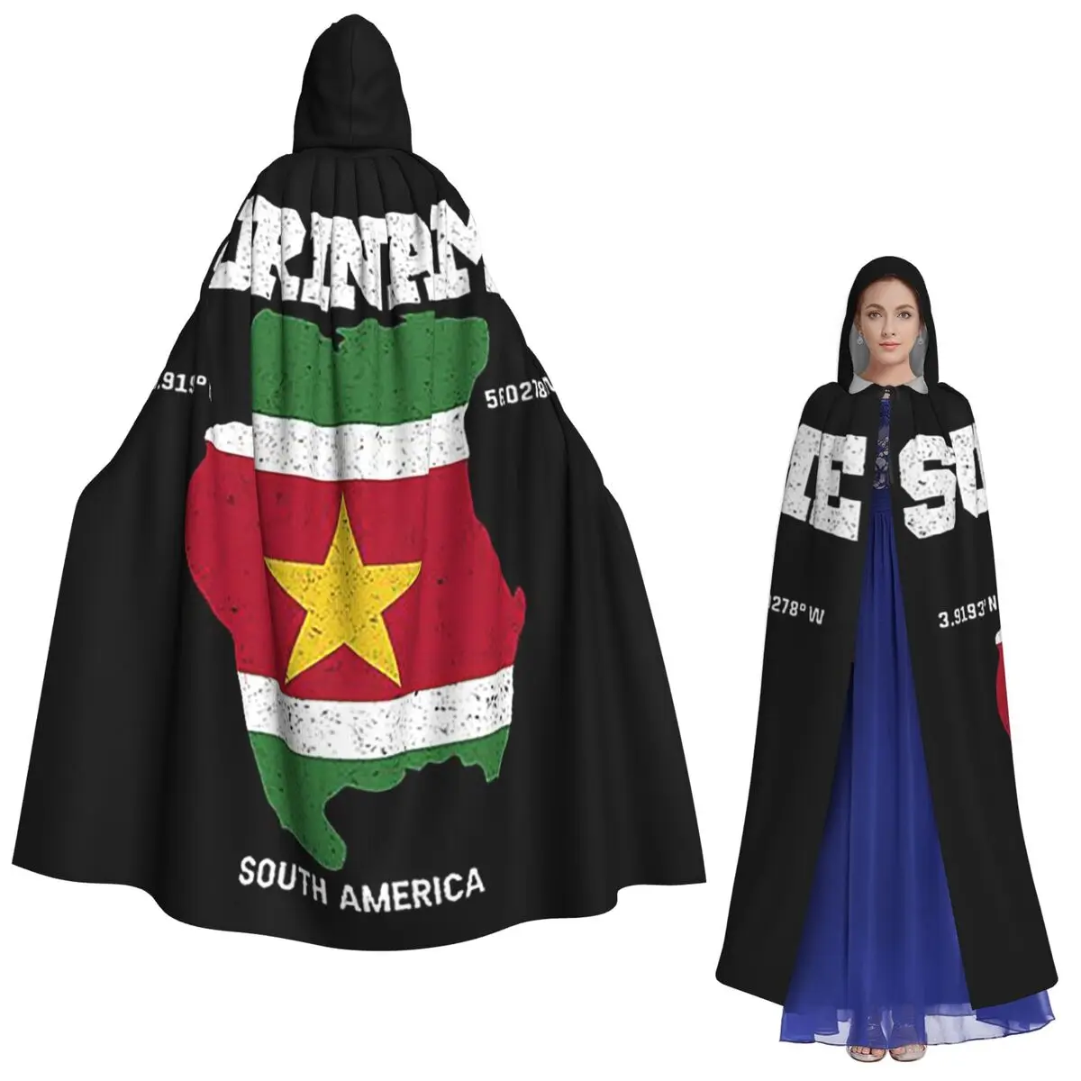 

Surinamese флаг и карта длинный плащ с капюшоном ведьма средневековый костюм косплей накидка Хэллоуин вечеринка для взрослых унисекс