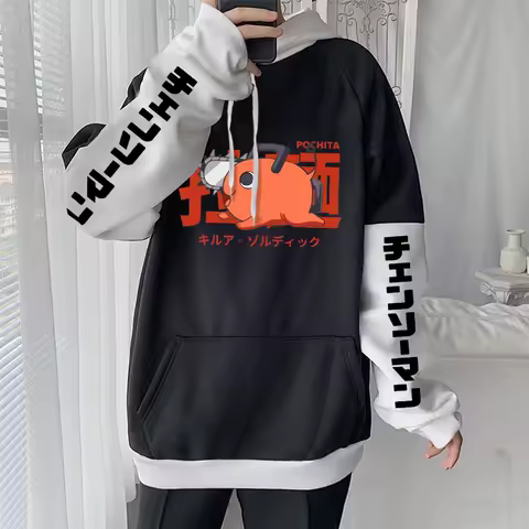 Japan Anime Pochita Chainsaw Man Hoodies Men Women Long Sleeve Pullover Hoody Spring Fleece Comfortable Hooded Sweatshirts