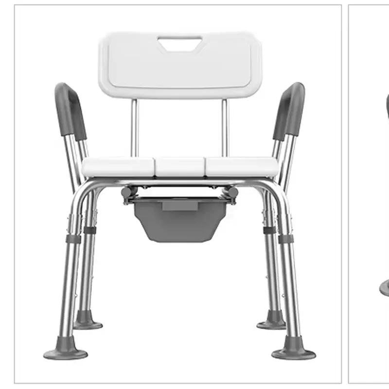 3 in 1 Shower Commode Chair for Elderly Aluminum Alloy Frame Non Slip Pad with Armrest Backrest and Potty Seat