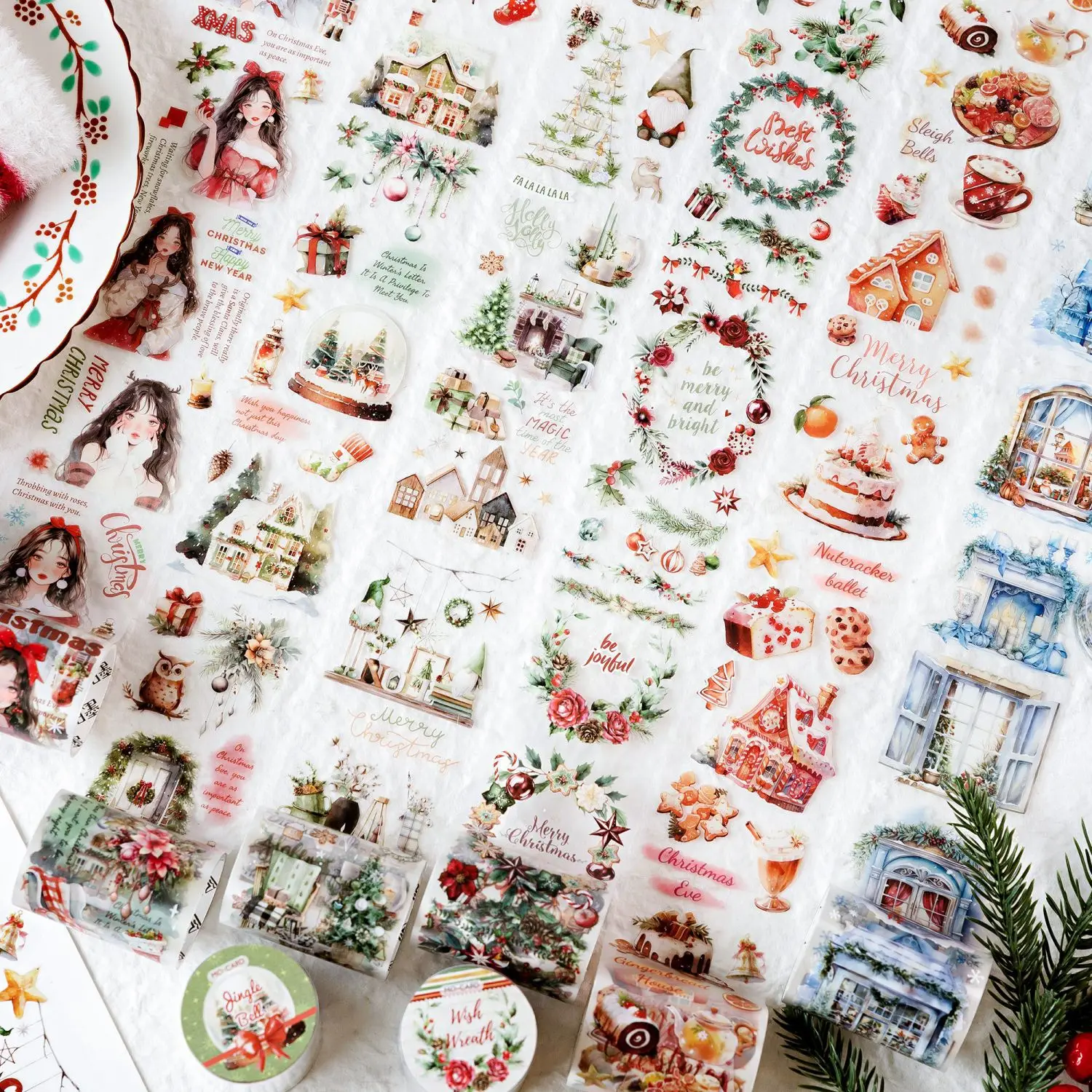 5cm*2m 1roll Christmas PET tape Creativity Decorative Adhesive DIY Sticker for  Scrapbooking Calendars Arts Diy Crafts