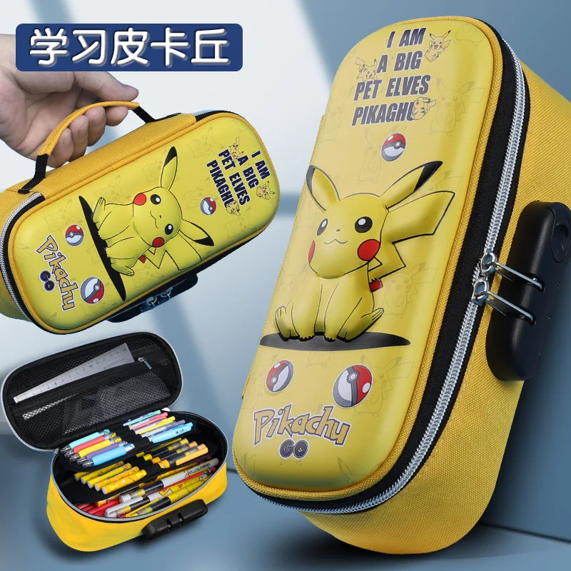 

Pokemon Pikachu Canvas Pencil Case 3D Password Lock Pencil Case Portable Large Capacity Student Stationery Birthday Gifts