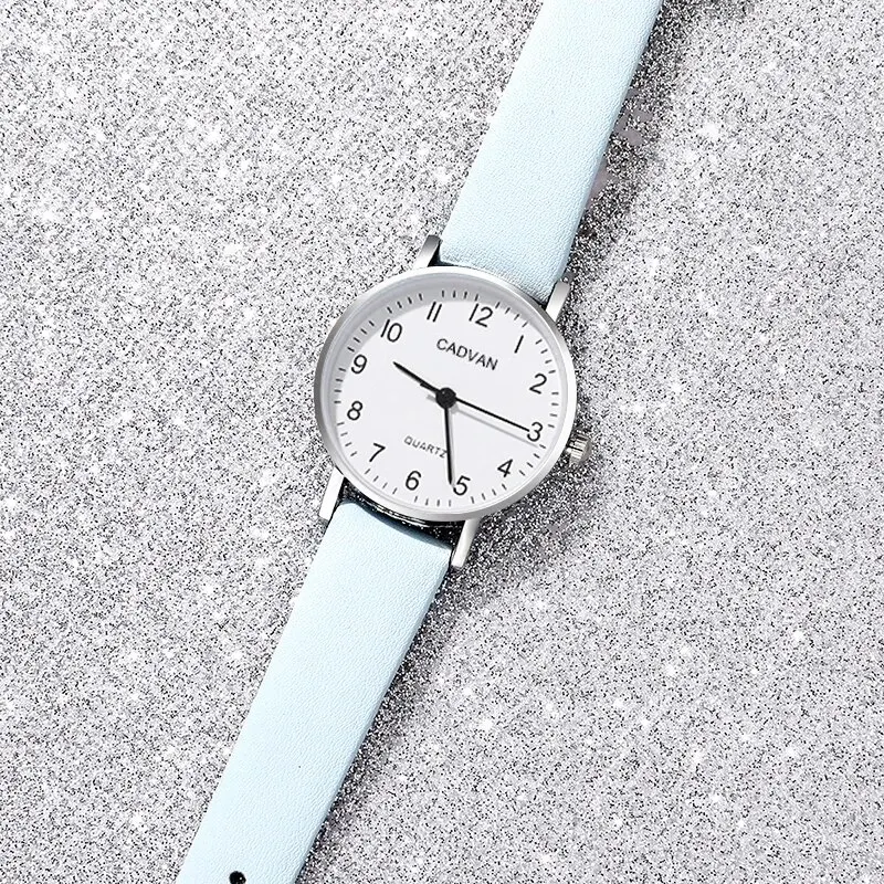 ชุดนาฬิกาหรูสีฟ้า6ชิ้นแหวนสร้อยคอต่างหูพลอยเทียม Fashion Jam Tangan สร้อยข้อมือผู้หญิงลำลองนาฬิกา