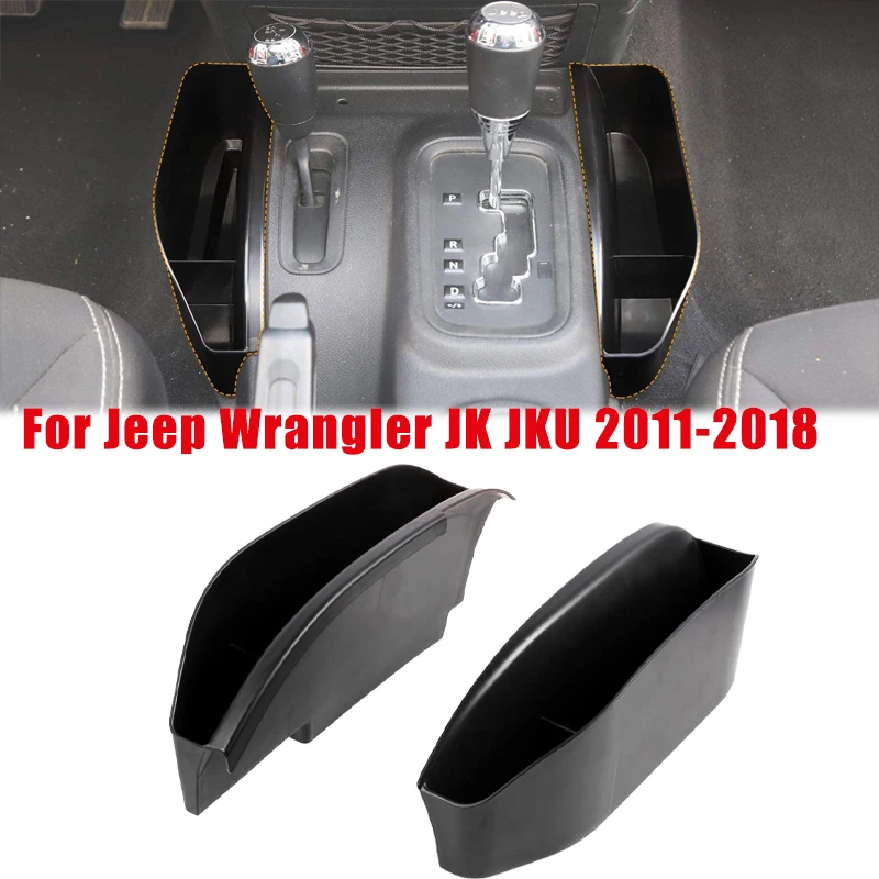 

Car Gear Shift Storage Box Center Console Organizer Tray Side Pocket Organizer Phone Storage for Jeep Wrangler JK JKU 2011-2018