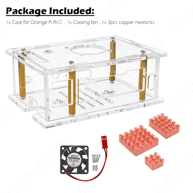 Корпус Orange Pi RV2 с вентилятором и комплектом радиатора 3 шт., вентилятор охлаждения 3 в 1, медный радиатор, комплект кулера для платы Orange Pi RV2