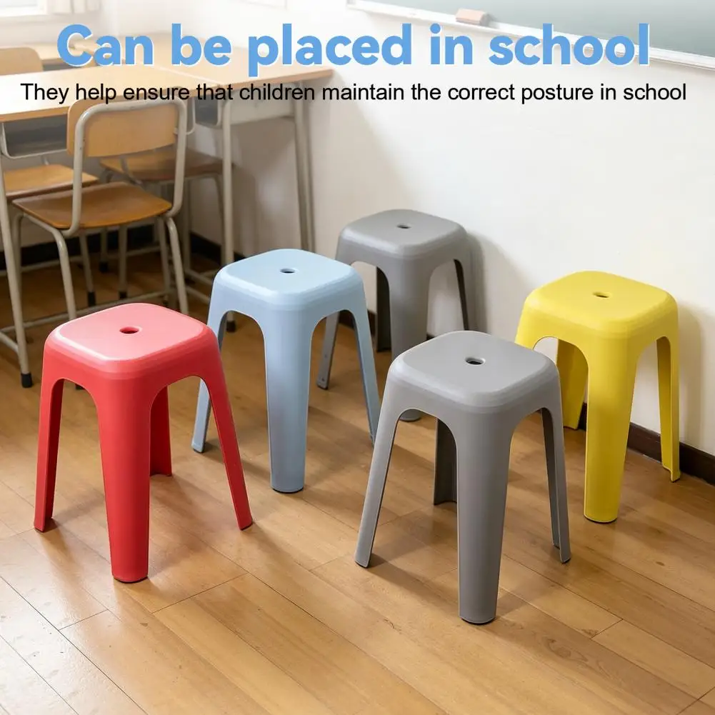 Stackable Stools, 17 Inch Plastic Nesting Stools, Classroom Stools Backless Chairs for Home Party, Office, School, Students, Adu