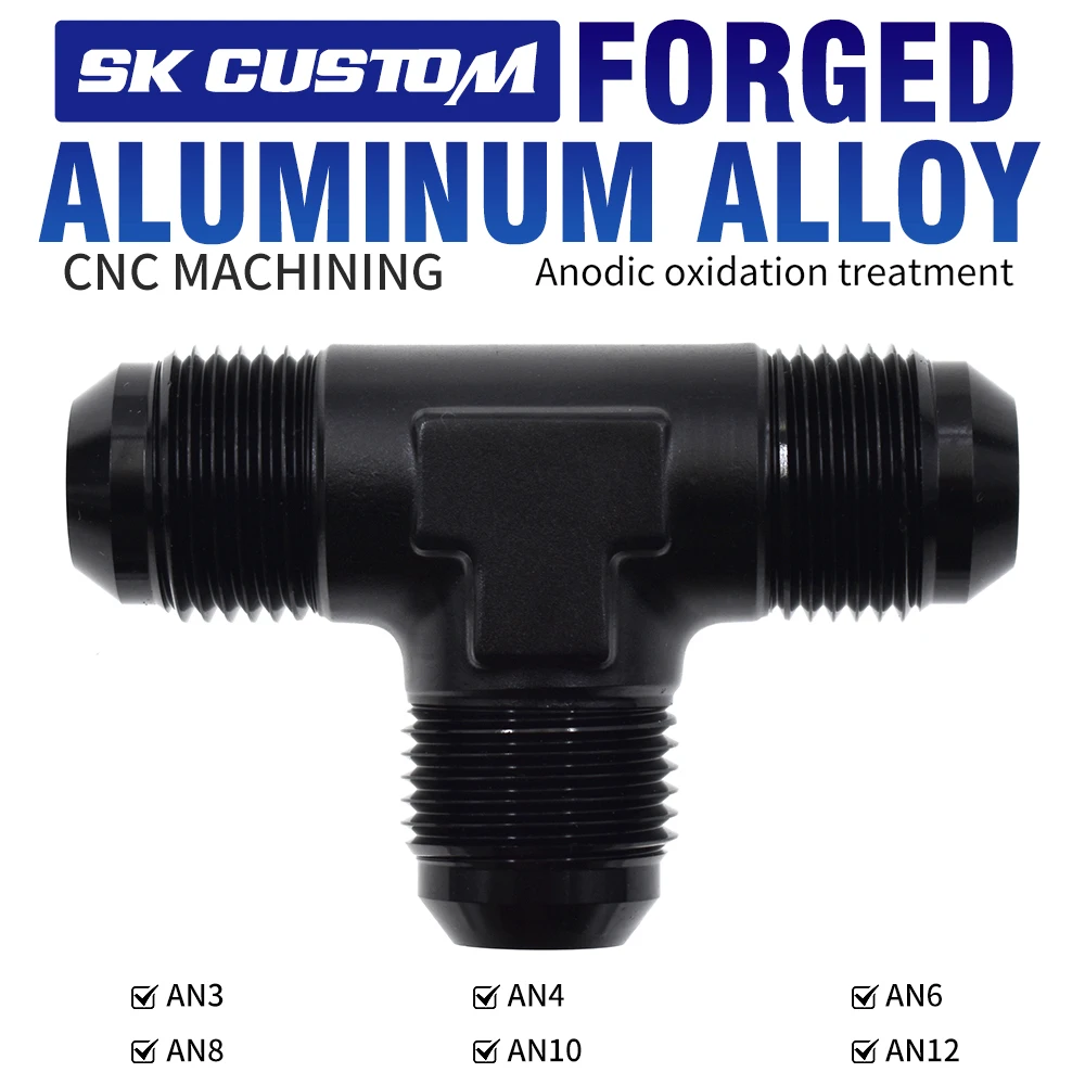 

Universal Tee Adapter External Thread AN6 AN8 AN10 T-Type Fuel Pipe Interface Forged Al Alloy CNC Oil Pipe Oil cooling Connector